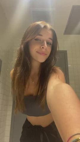 I just couldn&#8217;t withstand getting my tits out, had to go to the college toilet quickly haha&#8230; wish you were here with me